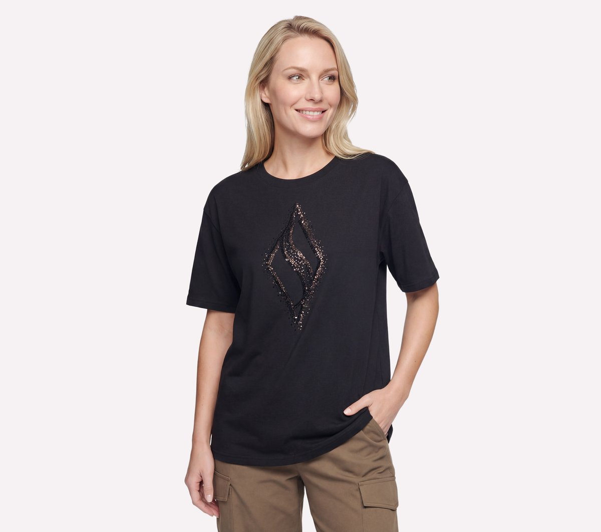 Gold Splatter Diamond Short Sleeve Tee Women Skechers outlet
