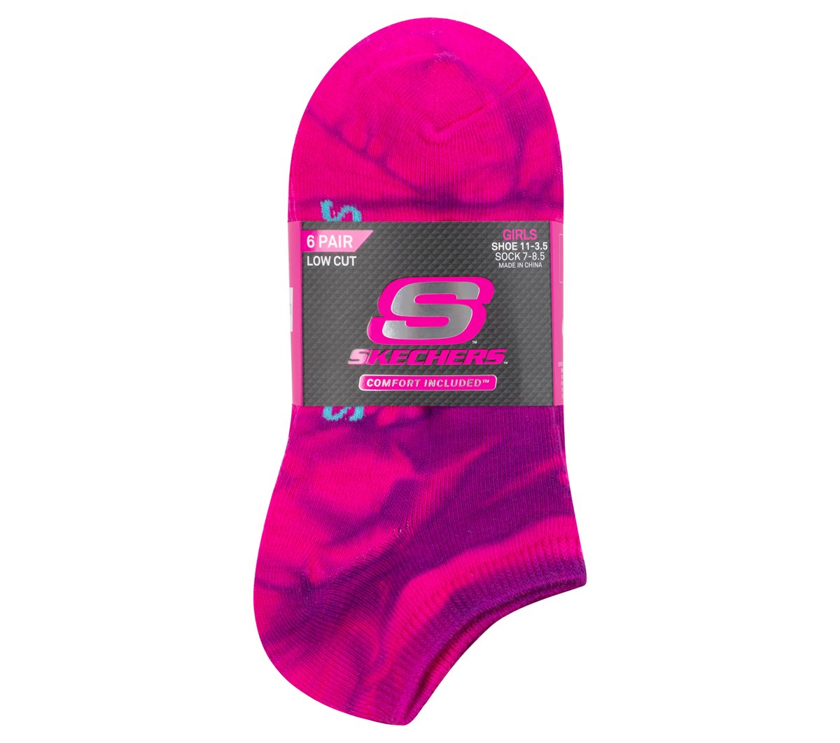 6 Pack Girls' Tie Dye Fashion Socks Kids Skechers on sale