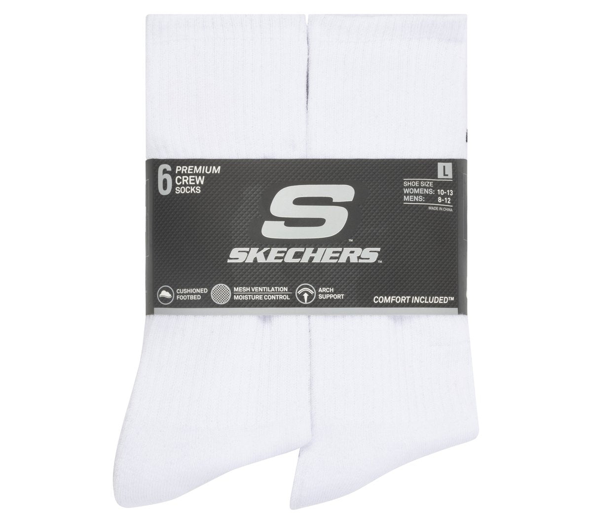 6 Pack Large Core Crew Socks Men Skechers for sale
