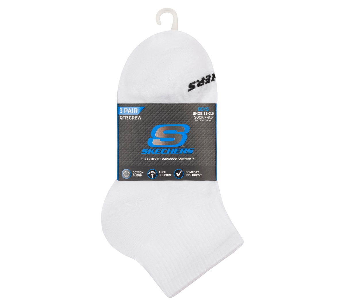3 Pack Boys' Quarter Crew Cotton Socks Kids Skechers discount