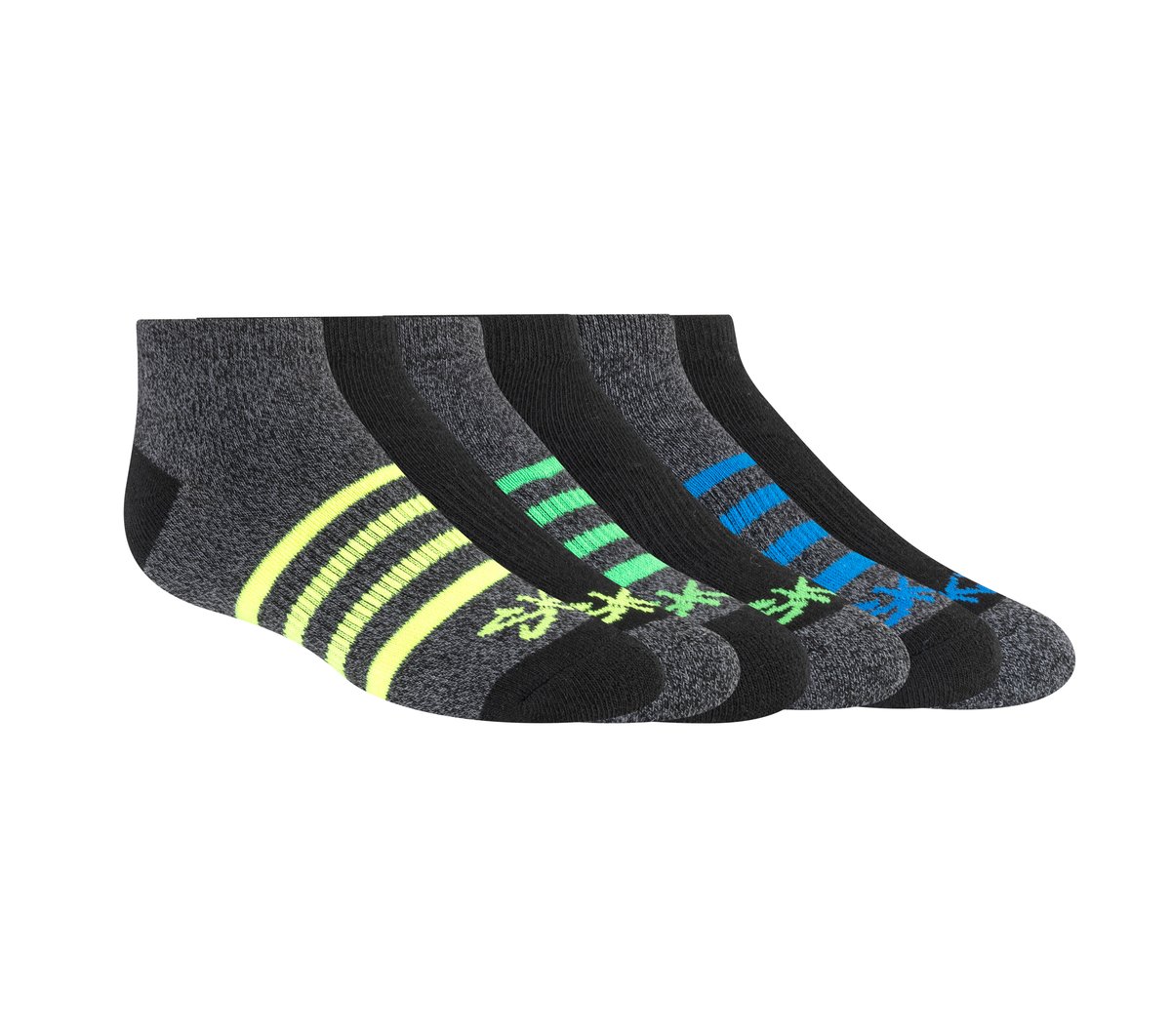 6 Pack Low Cut Marled Stripe Socks Kids Skechers for sale