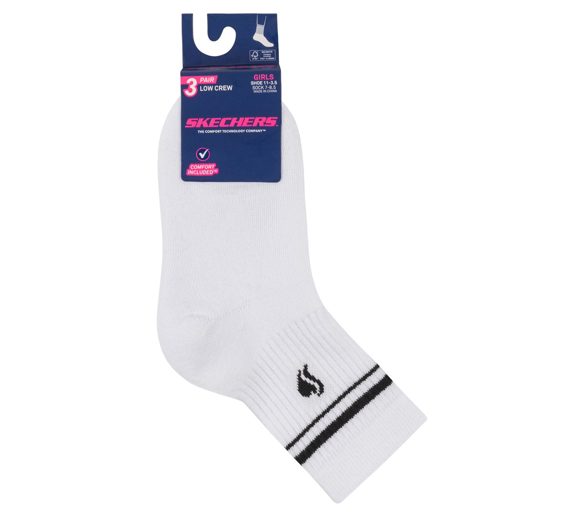 3 Pack Girls' Low Crew Ribbed Socks Kids Skechers online
