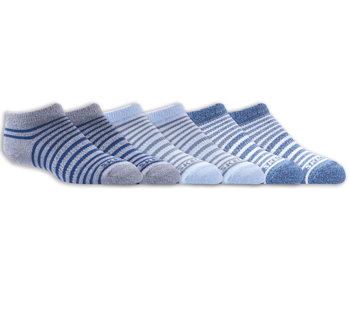 6 Pack Striped No Show Socks Kids Skechers for sale